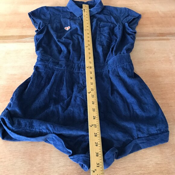 Urban Outfitters Corduroy Romper Women M Blue Snap Button Pockets Short Sleeve - Picture 4 of 14